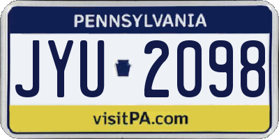 PA license plate JYU2098