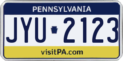 PA license plate JYU2123
