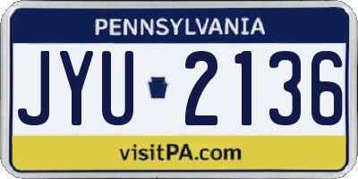 PA license plate JYU2136
