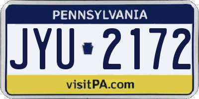 PA license plate JYU2172
