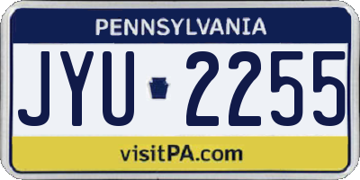 PA license plate JYU2255
