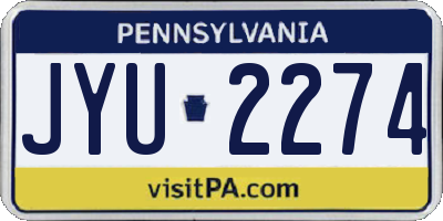 PA license plate JYU2274