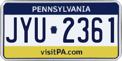 PA license plate JYU2361