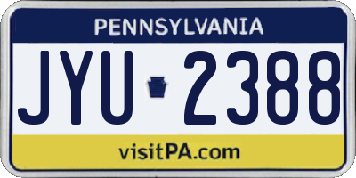 PA license plate JYU2388