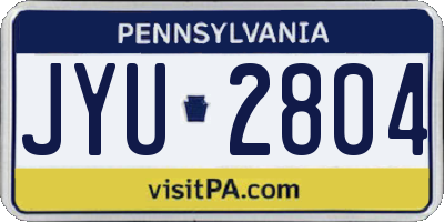 PA license plate JYU2804