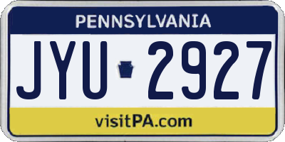 PA license plate JYU2927