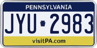 PA license plate JYU2983