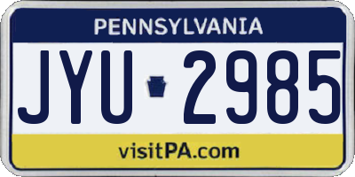 PA license plate JYU2985