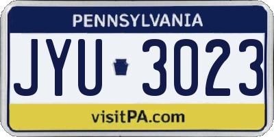 PA license plate JYU3023