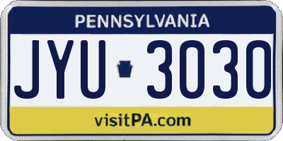 PA license plate JYU3030