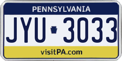 PA license plate JYU3033