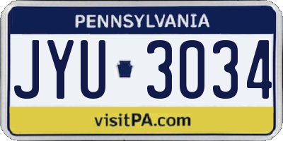 PA license plate JYU3034