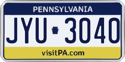 PA license plate JYU3040