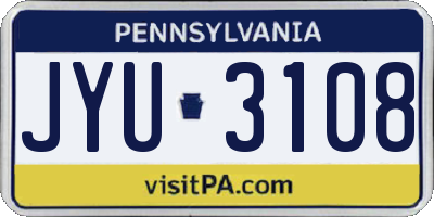 PA license plate JYU3108