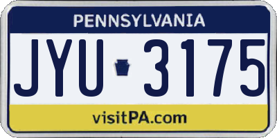 PA license plate JYU3175