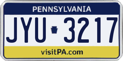PA license plate JYU3217