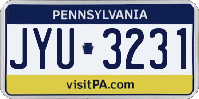 PA license plate JYU3231