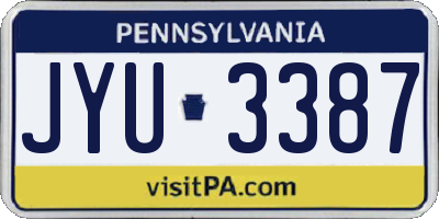 PA license plate JYU3387