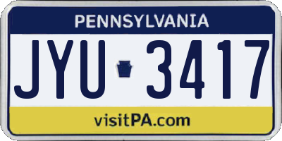 PA license plate JYU3417