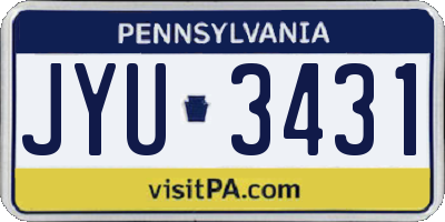 PA license plate JYU3431