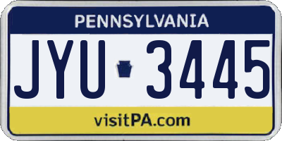 PA license plate JYU3445