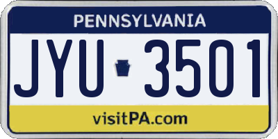 PA license plate JYU3501