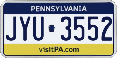 PA license plate JYU3552