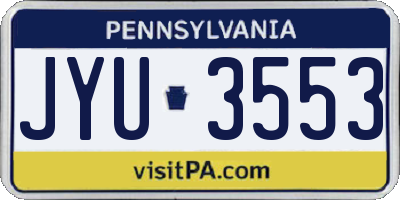 PA license plate JYU3553