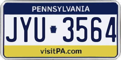 PA license plate JYU3564