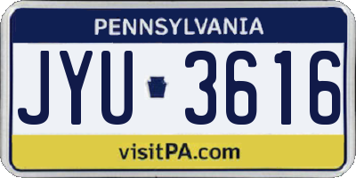 PA license plate JYU3616