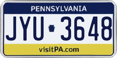 PA license plate JYU3648