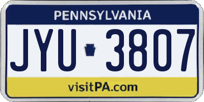 PA license plate JYU3807