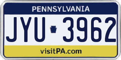 PA license plate JYU3962