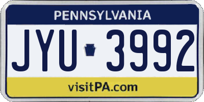 PA license plate JYU3992