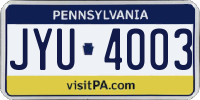 PA license plate JYU4003