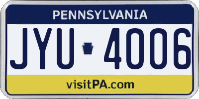 PA license plate JYU4006