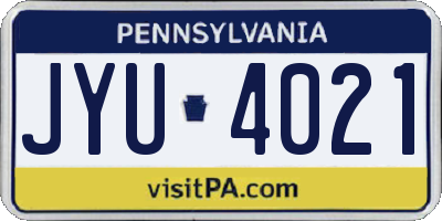 PA license plate JYU4021