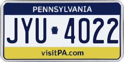 PA license plate JYU4022