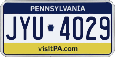 PA license plate JYU4029
