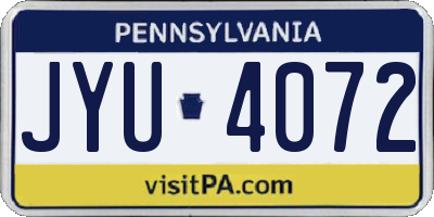 PA license plate JYU4072