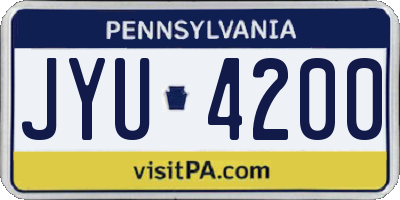 PA license plate JYU4200