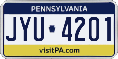 PA license plate JYU4201