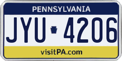 PA license plate JYU4206