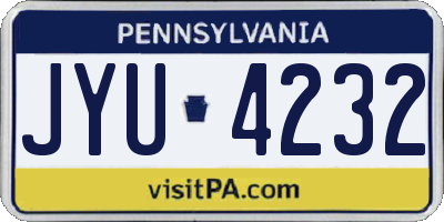 PA license plate JYU4232