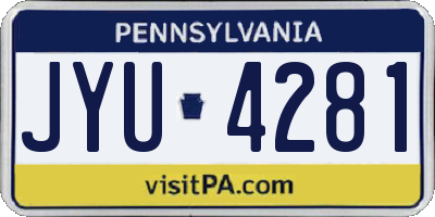 PA license plate JYU4281