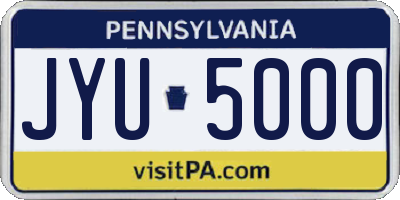 PA license plate JYU5000