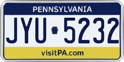 PA license plate JYU5232