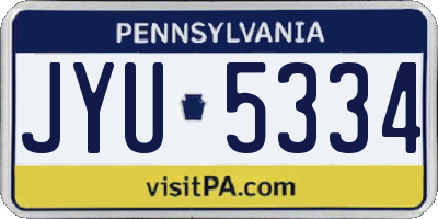 PA license plate JYU5334