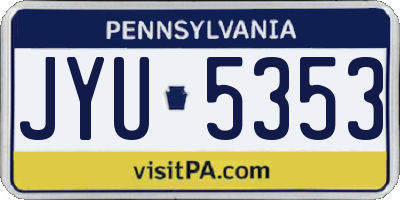 PA license plate JYU5353