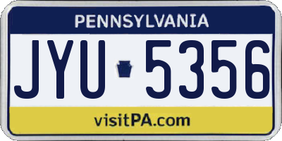 PA license plate JYU5356